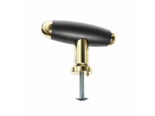(128x) Meubelknop Messing met Ebbenhout