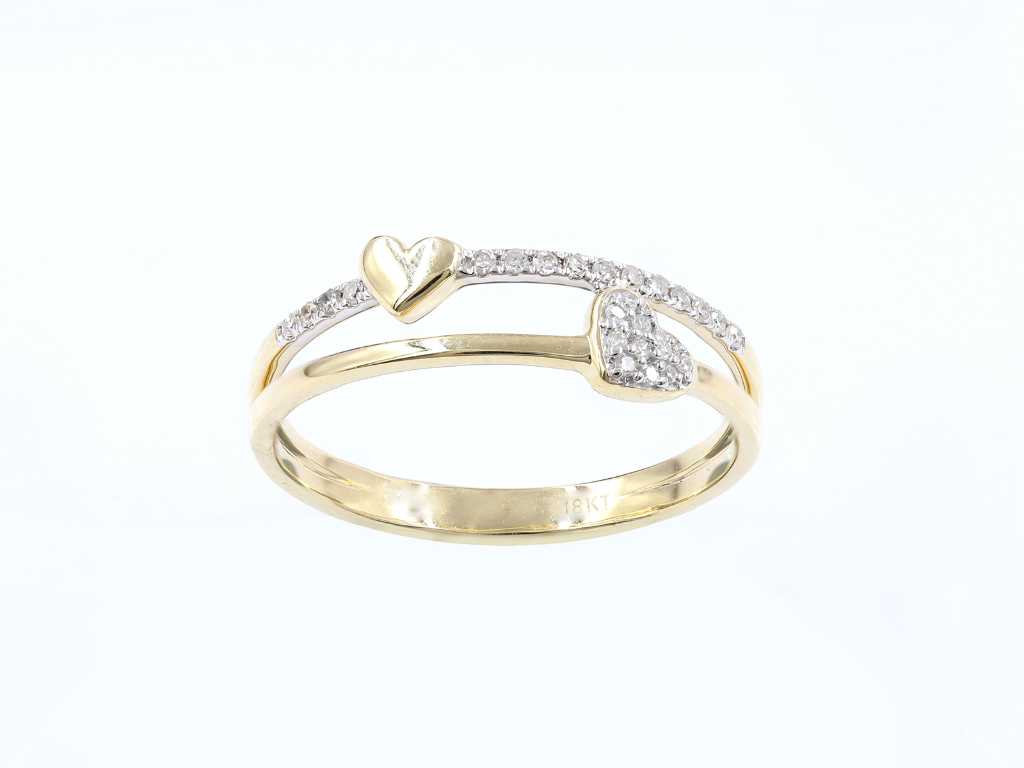 18 karaats geelgouden ring met natuurlijke diamanten