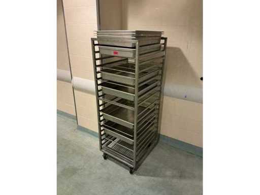 Mobiele trolley met roestvrijstalen cateringcontainers
