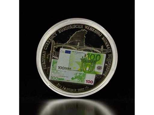 Euro Einführung 100 Euro Banknote 1. Januar 2002 Gedenkmedaille 40 mm Gratis EU-Versand