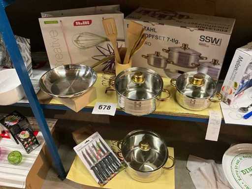 Set di pentole da cucina in 7 pezzi SSW+ coltelli da bistecca SSW