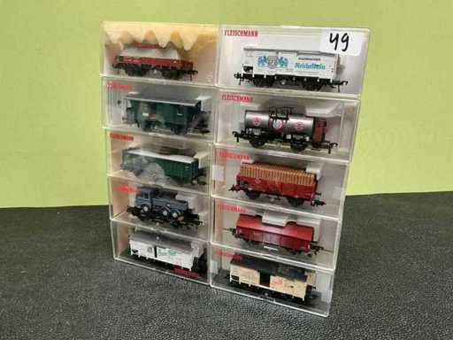 Fleischmann 5210 / 5568 / 5055 / 5362 / 5357 / 5219 / 5433 / 5203 / 5206 Carro modello (10x)