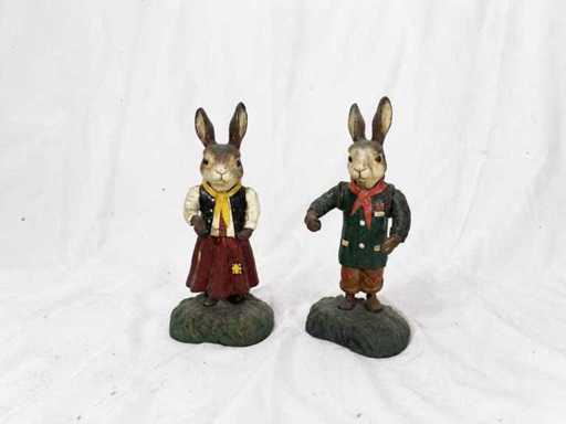 Figurine decorative a forma di coniglietti in stile casa di campagna (2x)