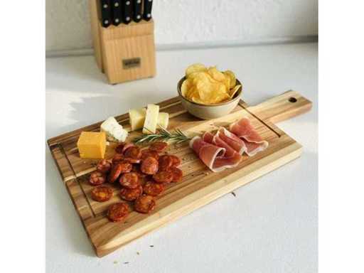 4Shine - deska serwowania z akacji 52x25x2 cm - prostokątna z uchwytem - 4shine - naczynia kuchenne (10x)