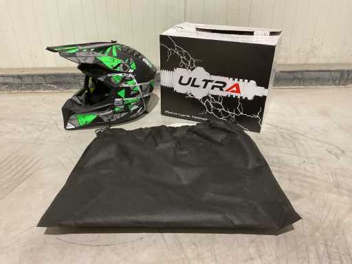 Casco da moto da cross Ultra Motocross Size XS V1 verde/nero