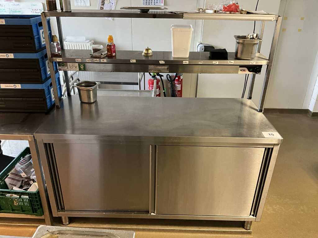 Stainless steel work table size approx. 160 x 70cm