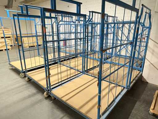 ROLL CONTAINER / Lattice Trolley – Steel, Wooden Floor - 5 PIECES