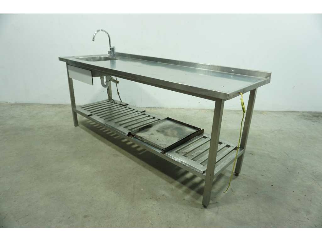 Stainless steel work table with sink