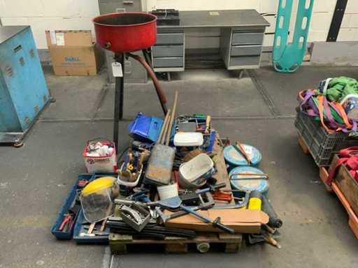 Pallet filled with hand tools