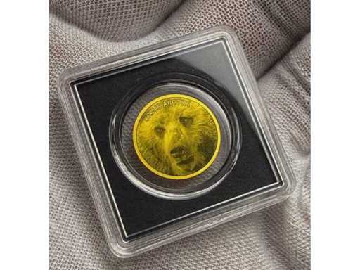 Sammlermünze „Ursus Arctos“ aus 1/1000 oz Feingold mit feiner Goldprägung, offiziellem Wappen der Republik Tschad und elegantem Tierportrait