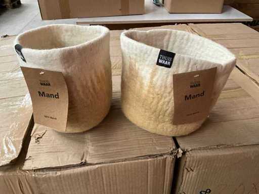 Fair Trade mand/plantpot wolvilt +/- Ø16 x 18 cm hoog (250x)