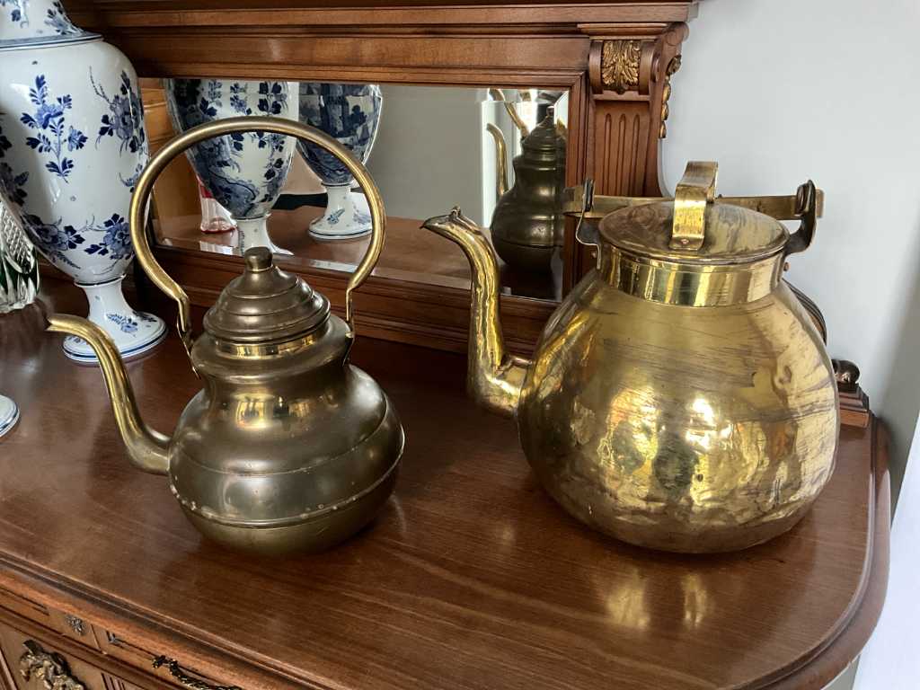 2x Antique copper kettle