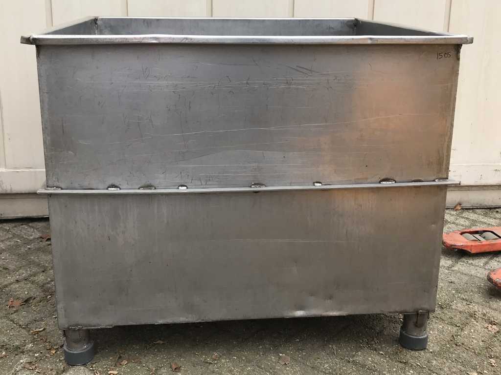 Stainless steel container with spout and overflow