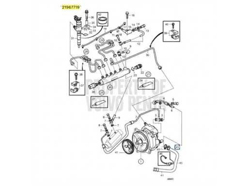 Furtunul fix de retur al combustibilului Volvo Penta - 21967719