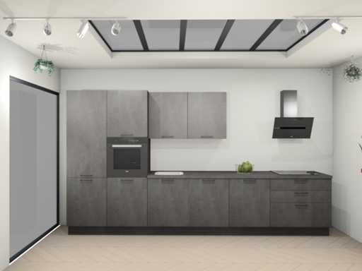 Nobilia Laser decor zwart beton rechte keuken