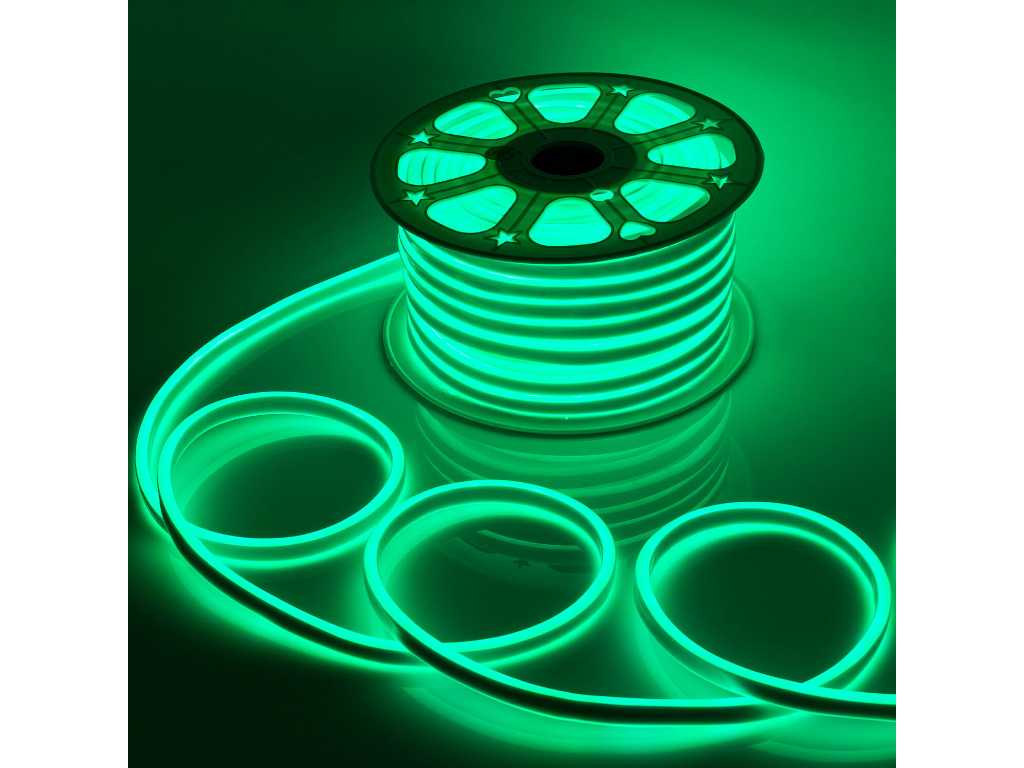1 x 50 meter neon LED strip - Groen - waterdicht - dubbelzijdig - 8W/M 