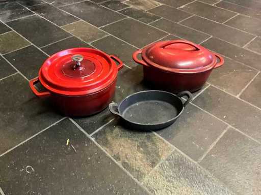 Gietijzeren pannen (3x)