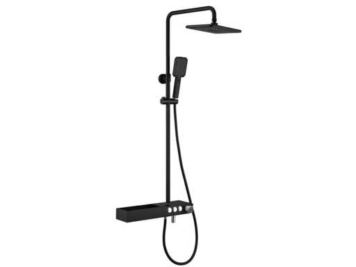 Mawialux thermostatisch opbouw regendoucheset - Mat zwart met chroom bediening