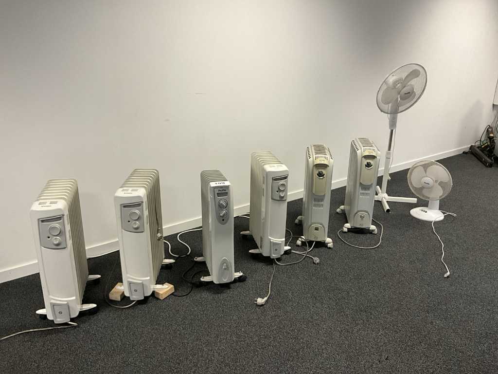 6 radiateurs électriques différents et 2 ventilateurs