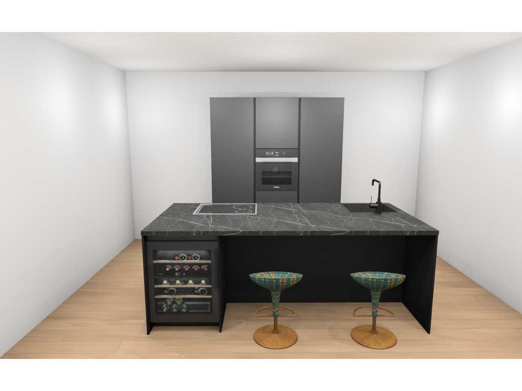 Häcker Concept130 - TopSoft zwart mat  - Eiland Keuken opstelling