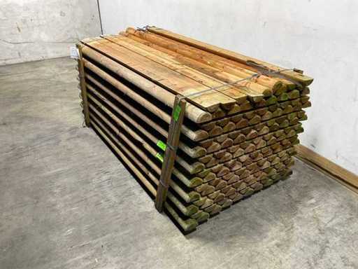 Naaldhouten paal halfrond ø100 mm x 200 cm - gekroond KDI bruin (152x)