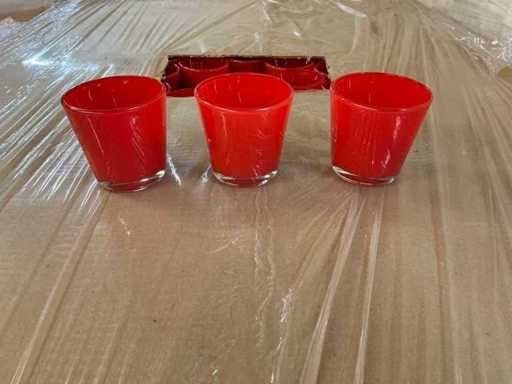 Partij Waxine glas Evander D.7,5xH.7,5cm rood (2604x)
