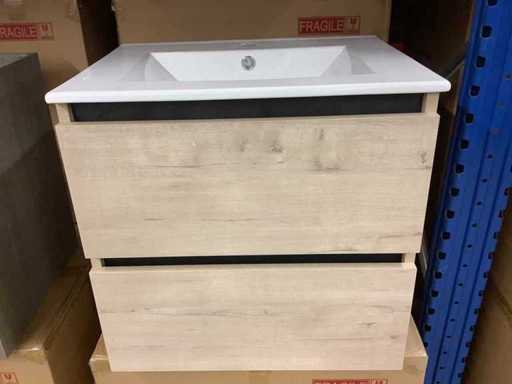 Karo – Badezimmermöbel Natur-Eiche 60 cm + Waschbecken