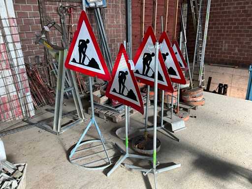 Lots of signal boards and stands