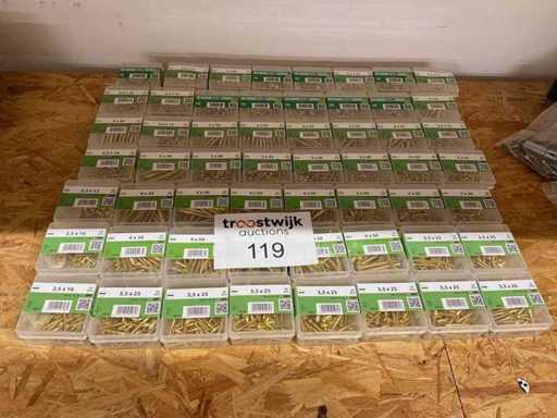 56 Schachteln mit Schrauben