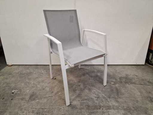 2 x Garden Prestige - Alu Stapelstoel Bologna met Armleuning Wit - Lichtgrijs