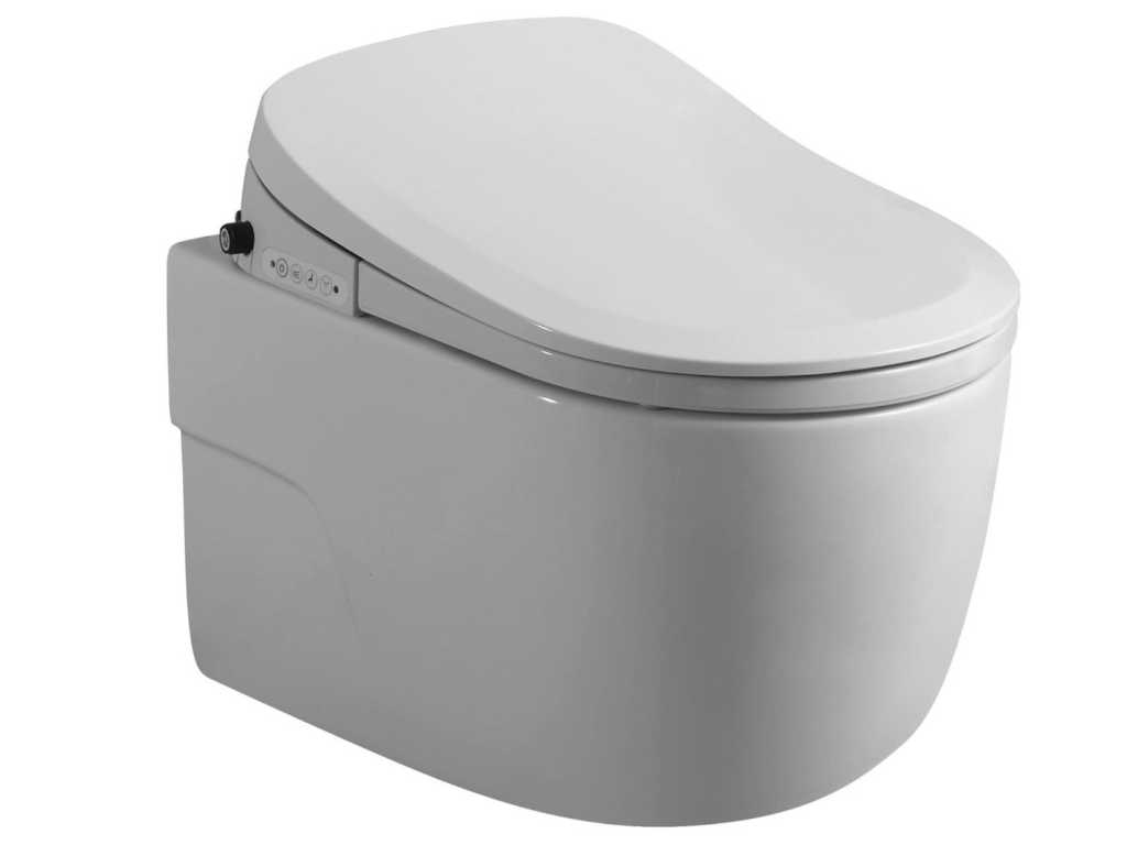 Built-in wall-mounted toilet with cleaning and automatic toilet seat