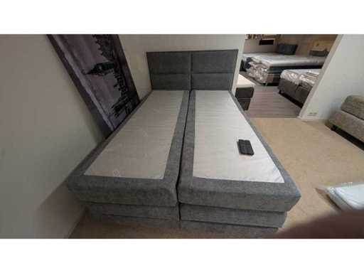 Sommier électrique 140x200 cm - Gris - Surmat inclus (6 cm) - Boîte à ressorts entassés, matelas Cooltouch 