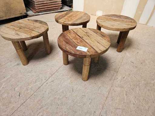 4 tables basses en teck extérieures 60 cm Ø