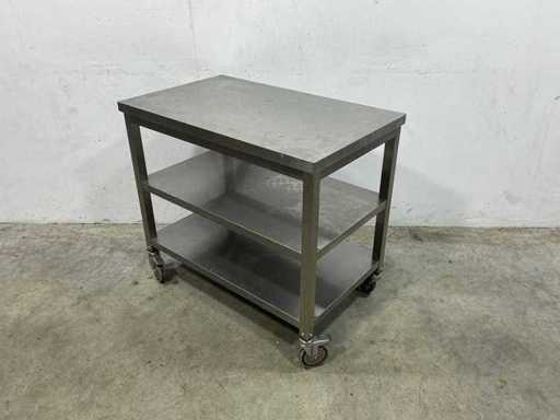 Masă mobilă de lucru din oțel inoxidabil