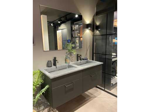 Kvik - Bordo black - Kuma spoelbakblad - Badmeubel met spiegel - Bathroom furniture set