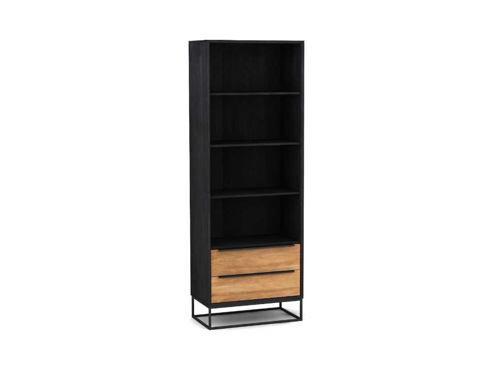 Assembled bookshelf TOULON 70 cm in solid wood 2-tone
