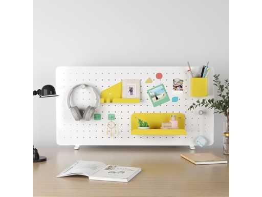 FLEXISPOT Séparateur de Bureau, Plaque DIY, Organisateur de Bureau (Blanc-Jaunevert, 90x37cm)