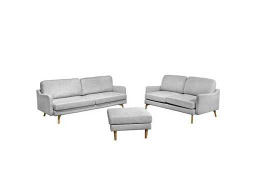 Salon Argo light gray 3-seater + 2-seater + ottoman