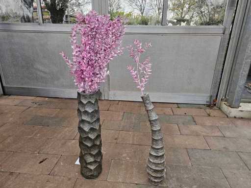 Set exclusiv de 2 vaze din fibră de sticlă cu flori artificiale decorative - 110 cm