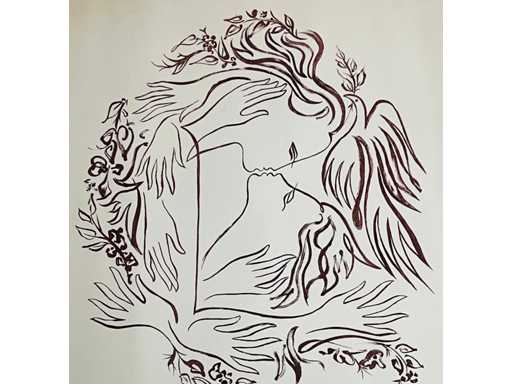 Illegible drawn - colour screen print - from 1 euro