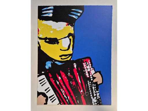 Herman Brood - Sérigraphie - Accordéoniste - 84 x 64 cm.