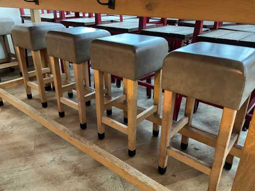 Hutten - Barkruk met lederen zitting (4x)