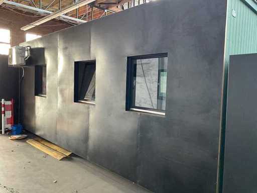 Kantoorunit 20ft v.v. aircounit, 1 loopdeur, 5 ramen, schakelkast