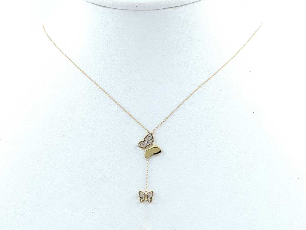 14 KT Yellow gold Necklace with Pendant with Natural Diamonds