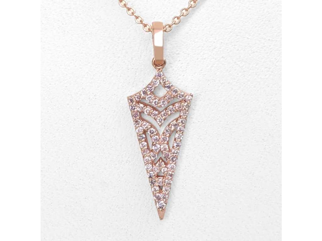 Magnifico ciondolo di lusso di design in rarissimo diamante rosa naturale da 0,20 carati