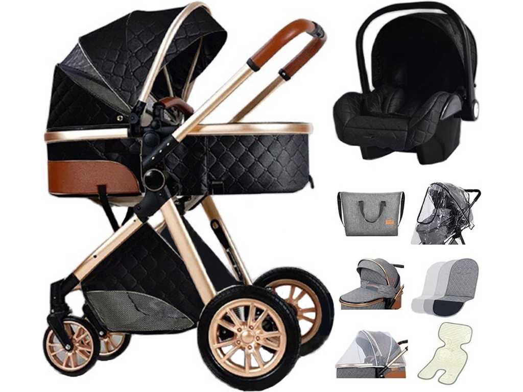 3-in-1 Combi Kinderwagen Zwart + Autostoel