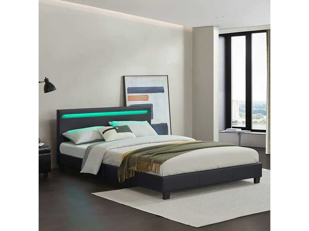 Upholstered bed with LED lighting and bed base 140x200cm