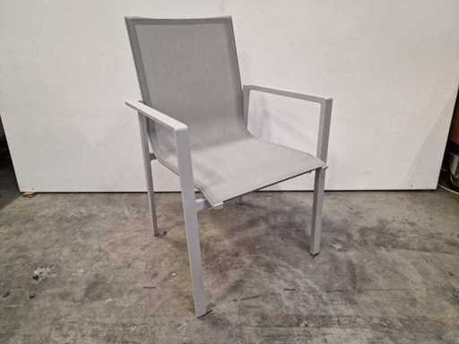 2 x Garden Prestige - Alu Stapelstoel Arosa met Armleuning Mistral Grijs - Lichtgrijs