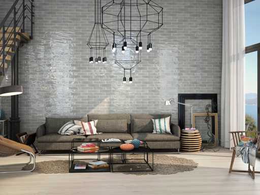 Wall tile 48m2 Coral Grey glossy 7.5x30cm