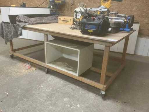 Verrijdbare Houten werktafel